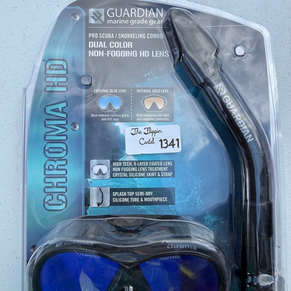 Guardian Chroma HD Pro Scuba Snorkeling Combo Mask Snorkel Set Black Blue Gold - Picture 9 of 9